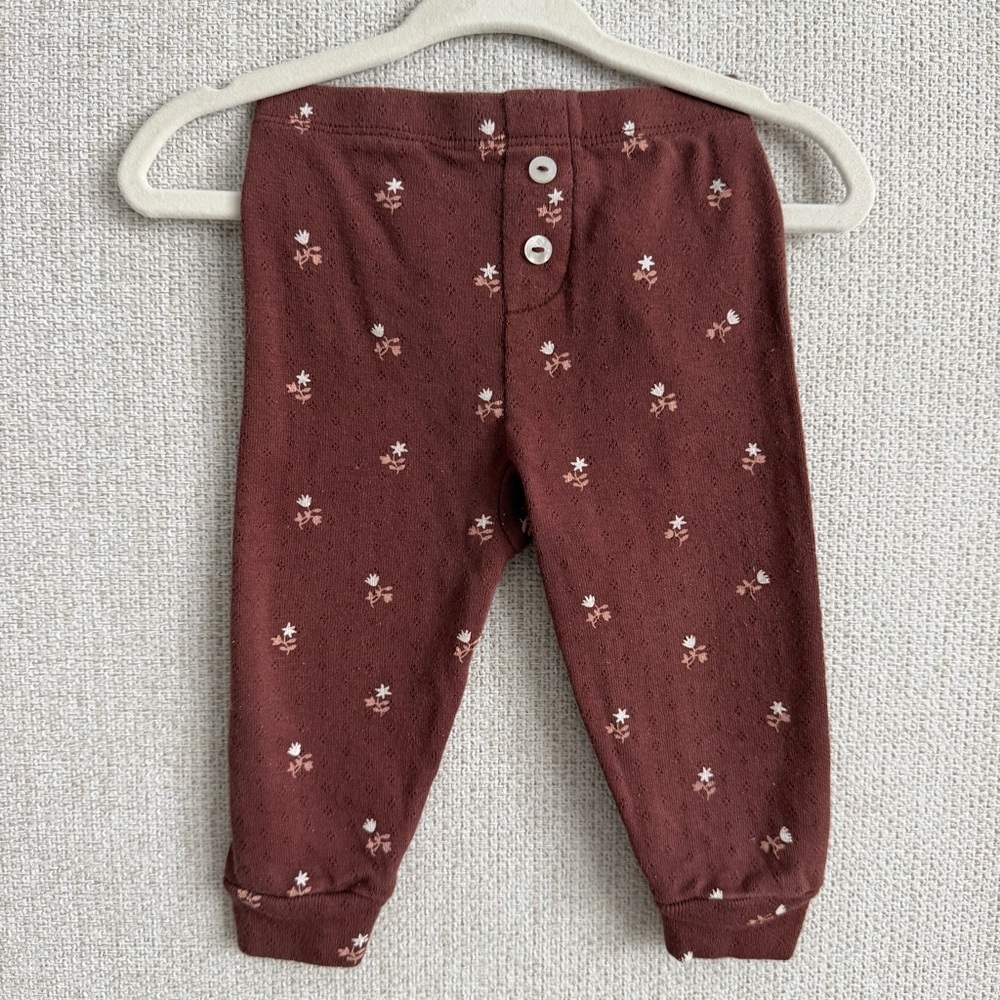 Quincy Mae Floral Patterned Kids Bottoms - maroon/brownish petite floral